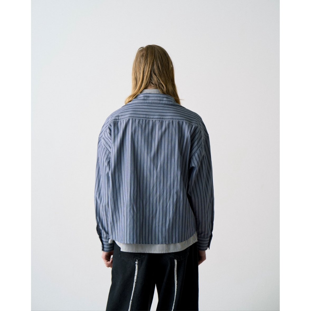 layered stripe shirt【gray】 | GIDEAL