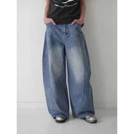 curve wide denim pants【blue】