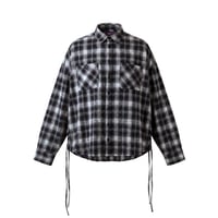 side string  damage check shirt【black】