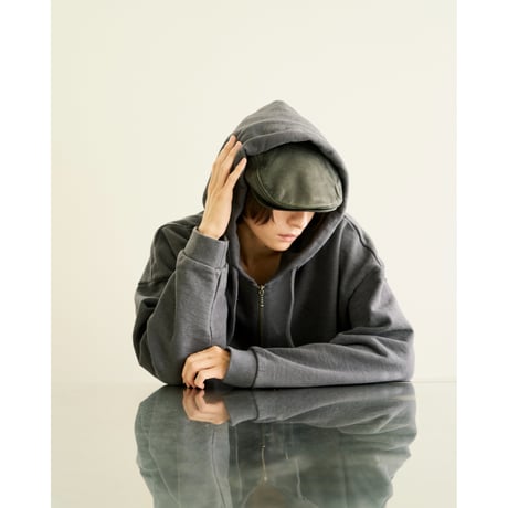 half zip sweat hoodie【black】