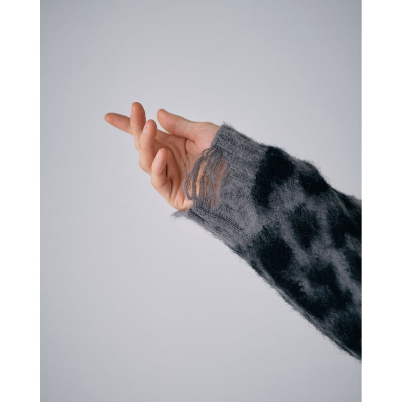 leopard mohair clash knit cardigan【gray】 | GIDEAL.