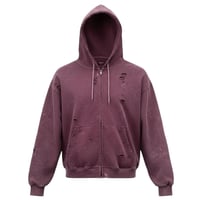 stone wash damage zip hoodie【pink】
