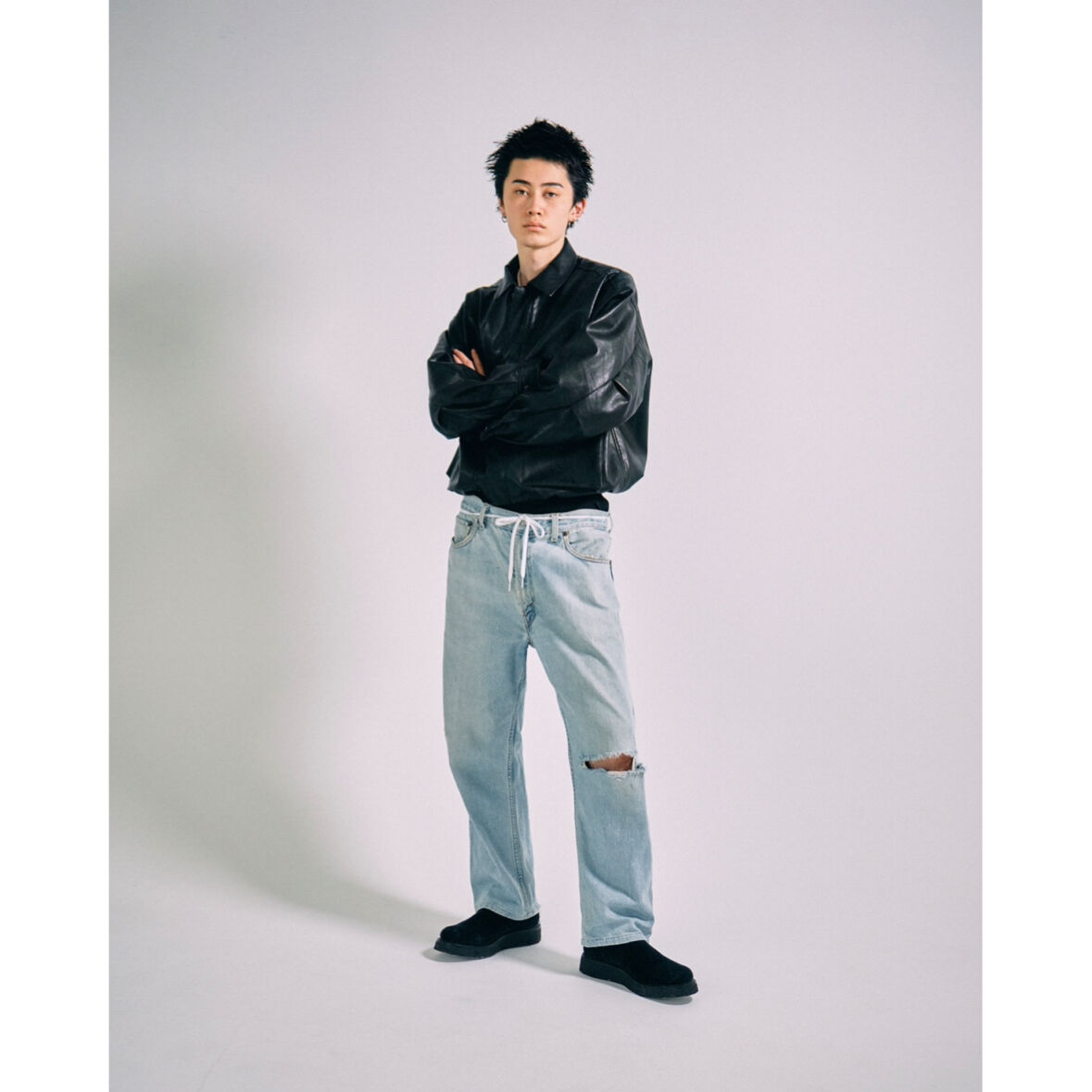 synthetic leather short jacket【black】 | GIDEAL