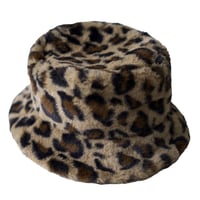 leopard faux fur bucket hat【yellow】