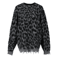 leopard mohair clash knit cardigan【gray】