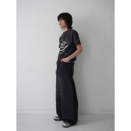 curve wide denim pants【black】
