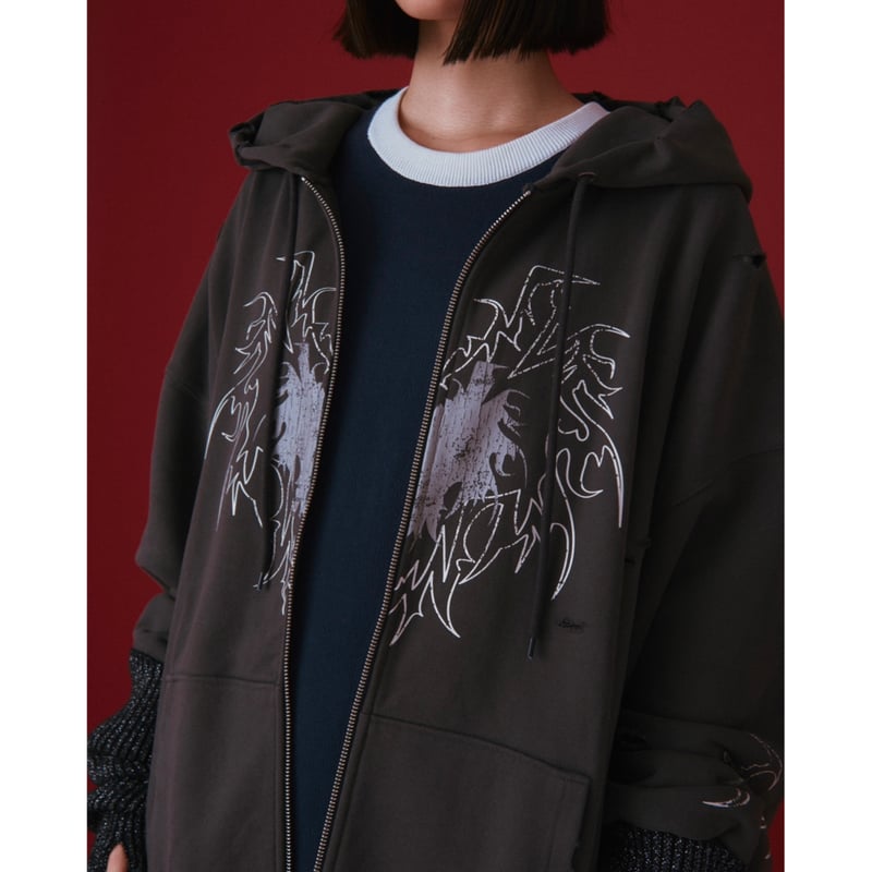 clash double zip foodie【dark gray】 | GIDEAL 