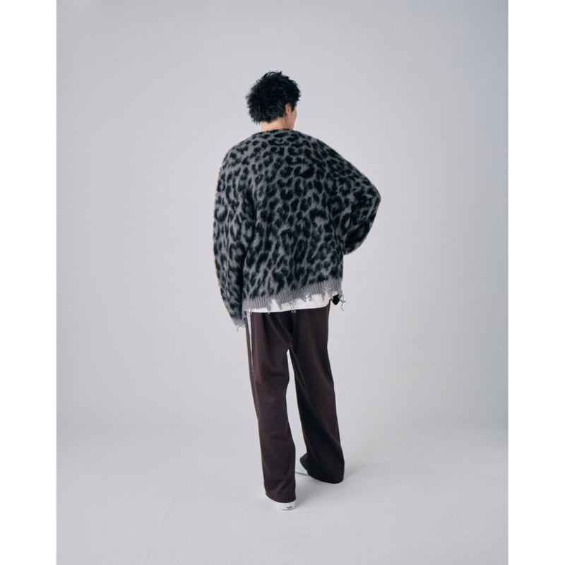 leopard mohair clash knit cardigan【gray】 | GIDEAL.