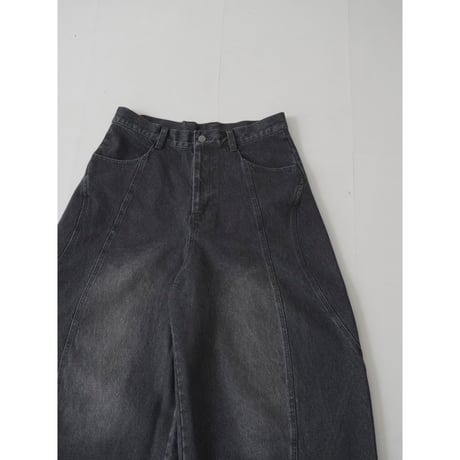 curve wide denim pants【black】