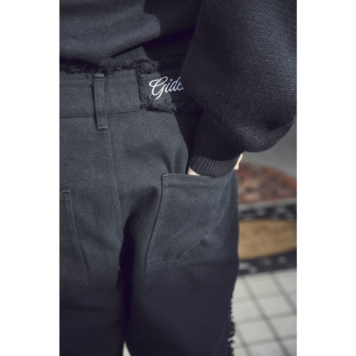 fringe flare denim pants【black】 | GIDEAL. fringe flare denim pants【black】 | GIDEAL.