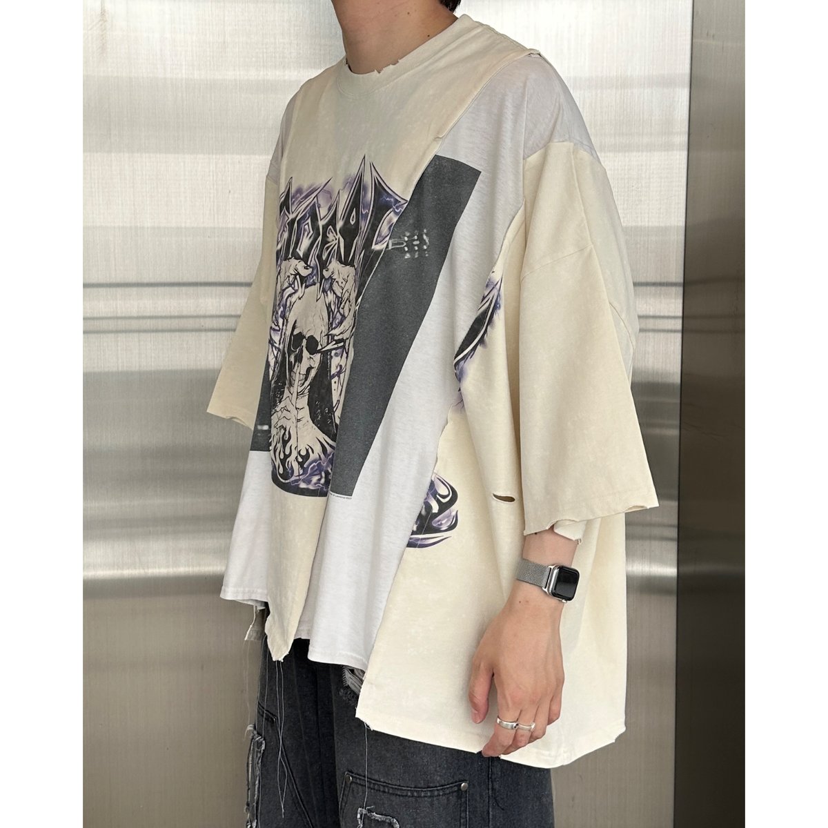 newsed band T-shirt【white】 | GIDEAL