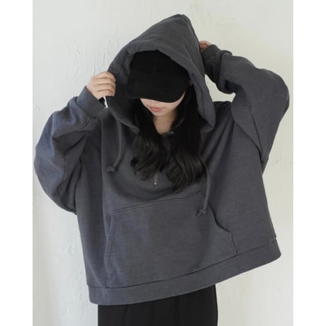 half zip sweat hoodie【black】