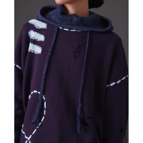 heart stitch clash knit【purple】
