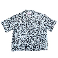 leopard open collar shirt【blue】