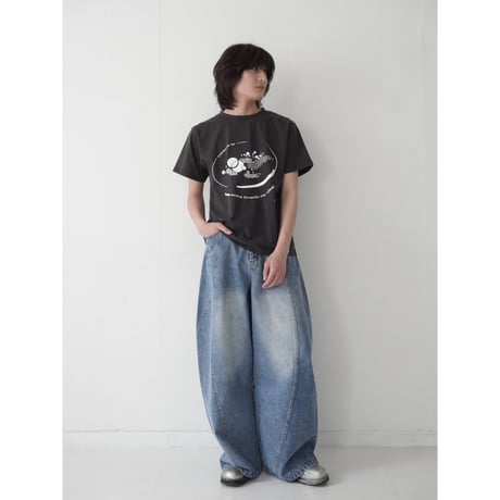 curve wide denim pants【blue】