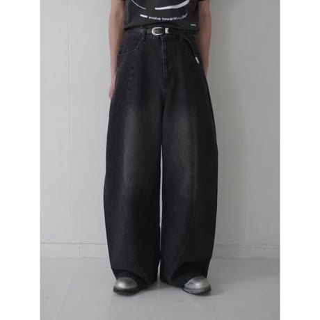 curve wide denim pants【black】