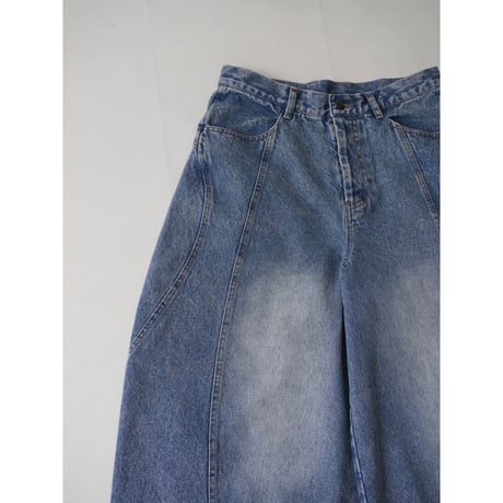 curve wide denim pants【blue】