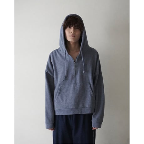 half zip sweat hoodie【blue】