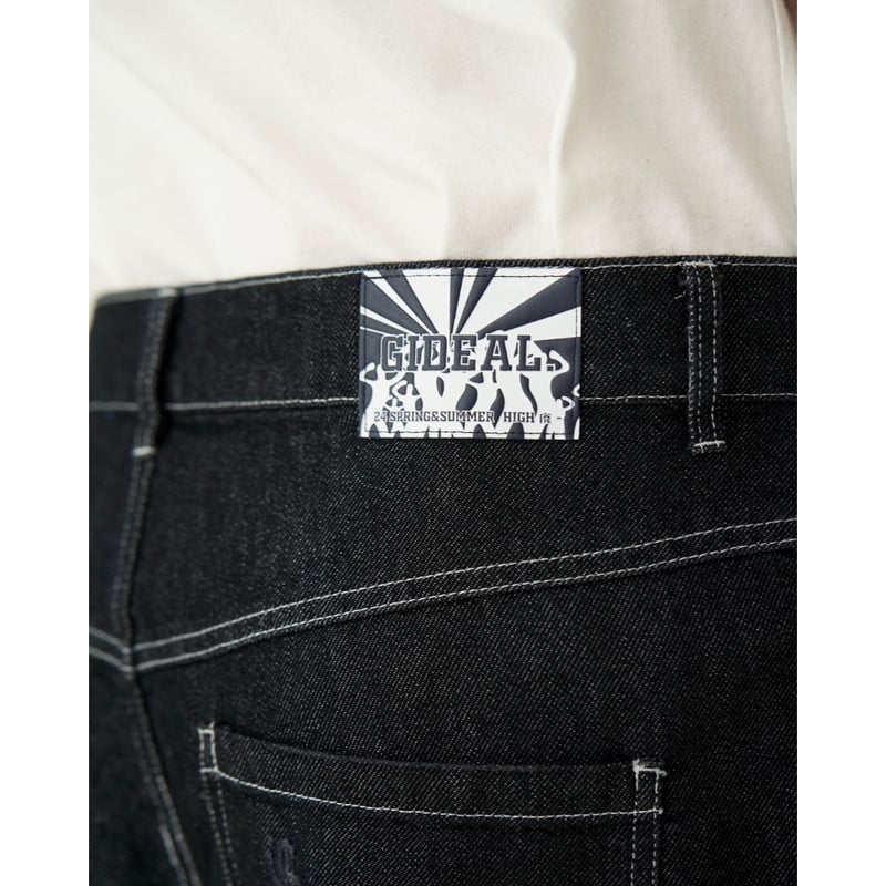 clash lamé denim pants【black】 | GIDEAL