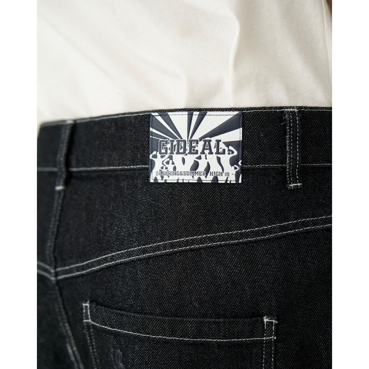 clash lamé denim pants【black】 | GIDEAL. clash lamé denim pants【black】 | GIDEAL.