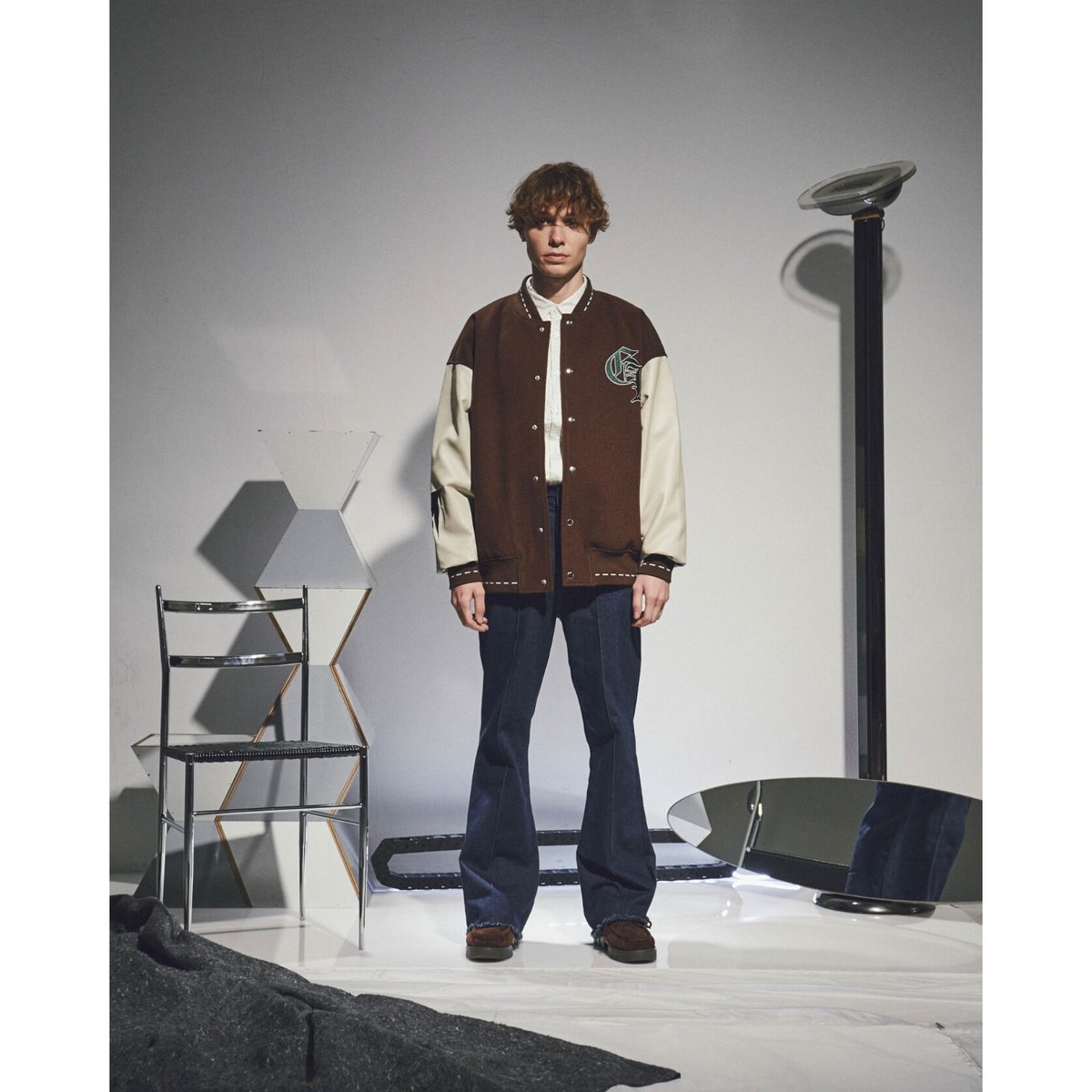 switching sleeve stadium jumper【brown】 | GIDEAL