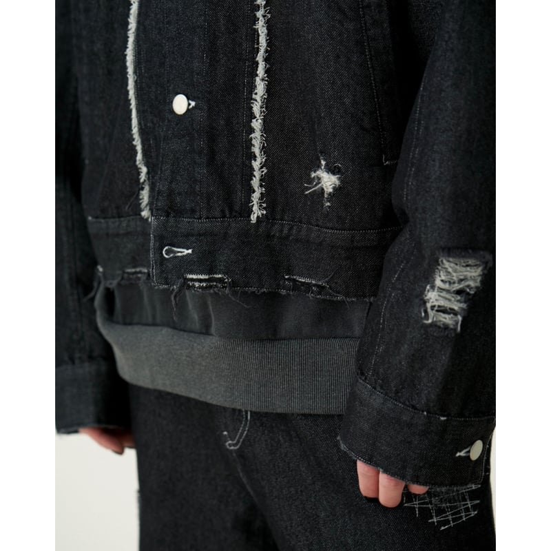 clash lamé denim jacket【black】 | GIDEAL