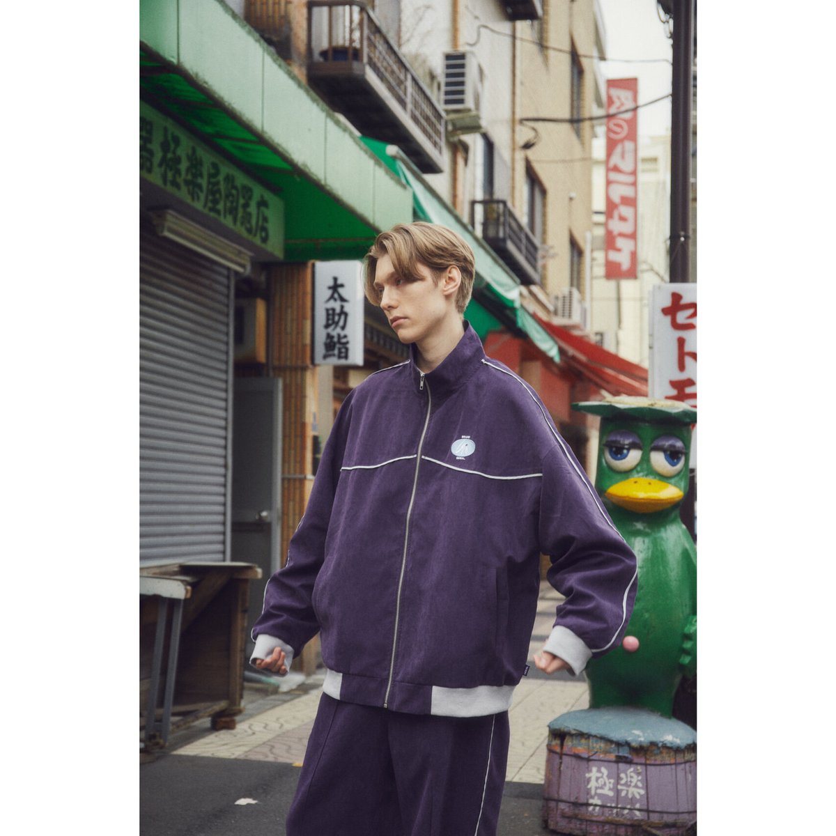 classic icon fake suede track jacket 【purple】