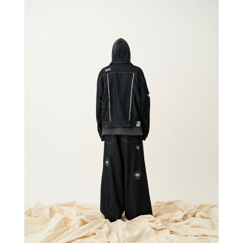 clash lamé denim pants【black】 | GIDEAL. clash lamé denim pants【black】 | GIDEAL.