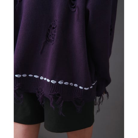 heart stitch clash knit【purple】