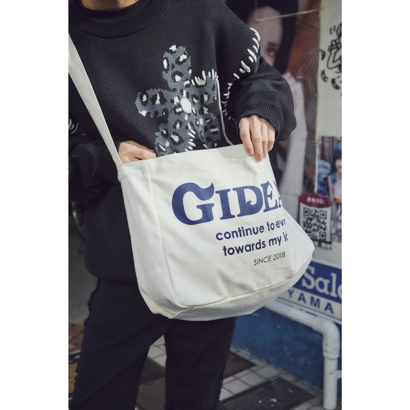 vintage logo canvas shoulder bag【white】 | GIDEAL