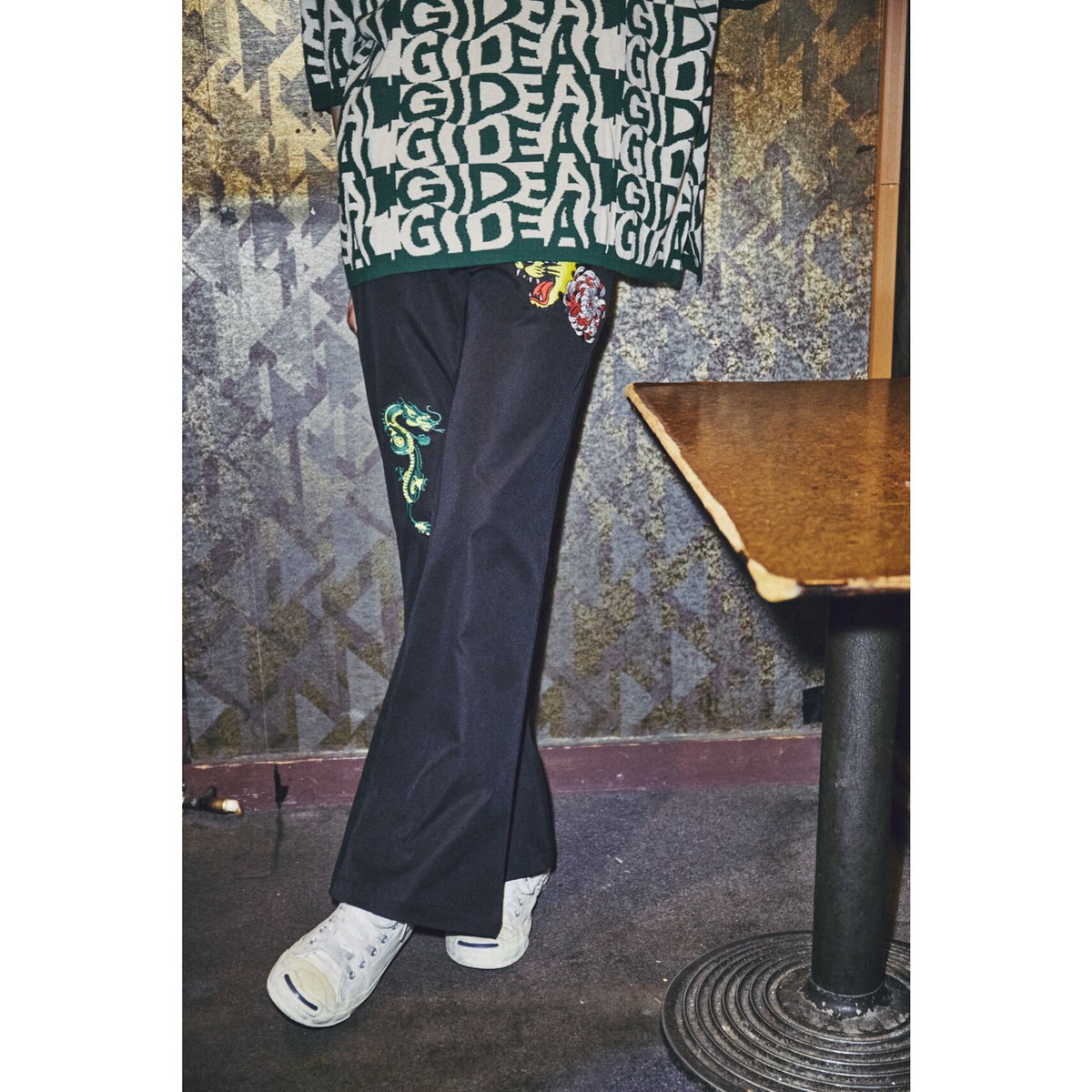 GIDEAL/japan embroidery flare pants