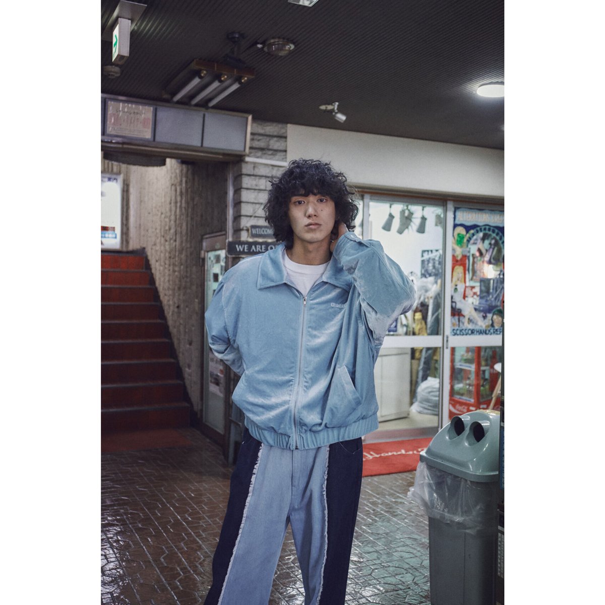 vintage logo velours blouson【light blue】 | GIDEAL. vintage logo velours blouson【light blue】 | GIDEAL.