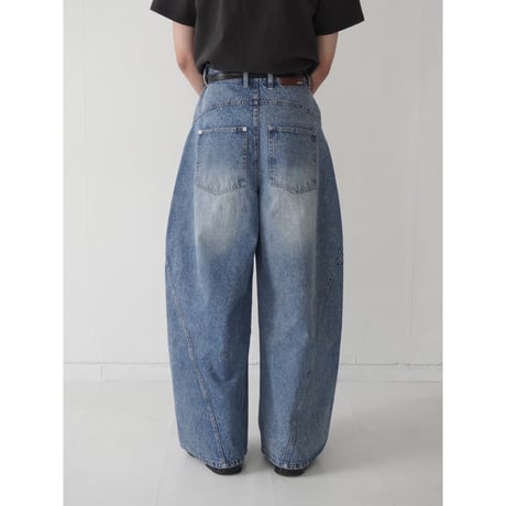 curve wide denim pants【blue】