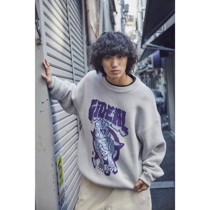 dinosaur jacquard knit【gray】 | GIDEAL.