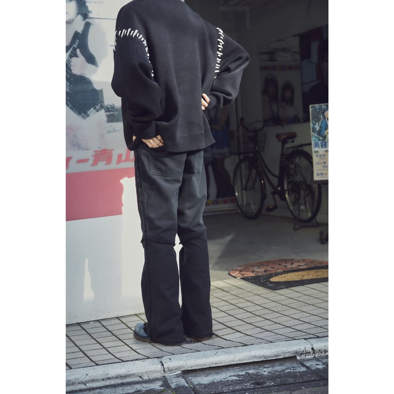 fringe flare denim pants【black】 | GIDEAL. fringe flare denim pants【black】 | GIDEAL.