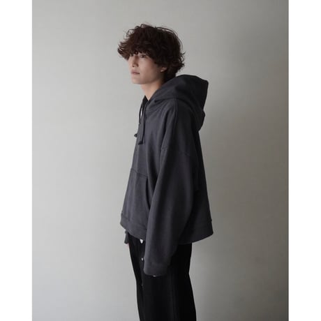 half zip sweat hoodie【black】