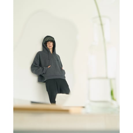 half zip sweat hoodie【black】