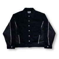 fringe denim jacket【black】