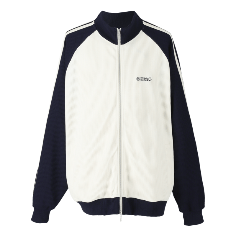 waffle track jacket【white＆navy】 | GIDEAL.