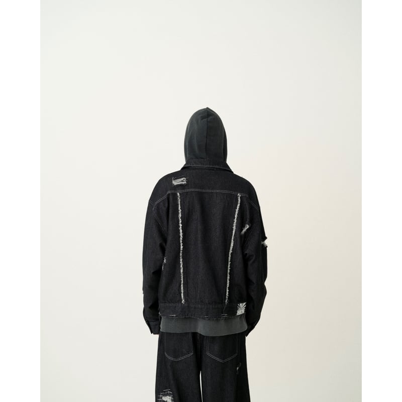 clash lamé denim jacket【black】 | GIDEAL