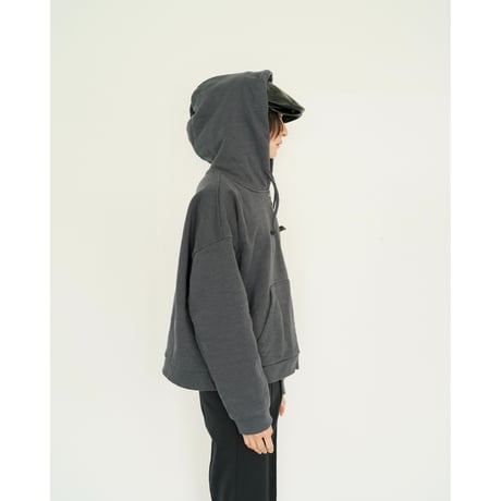 half zip sweat hoodie【black】