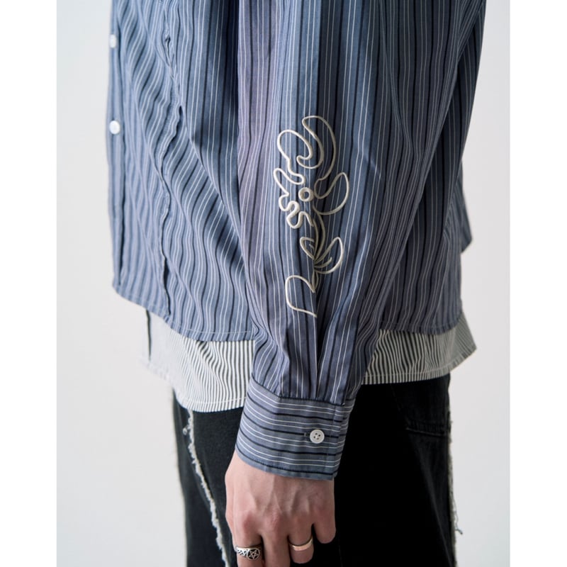 layered stripe shirt【gray】 | GIDEAL. layered stripe shirt【gray】 | GIDEAL.