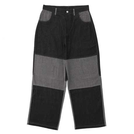 switching wide straight denim pants【gray】