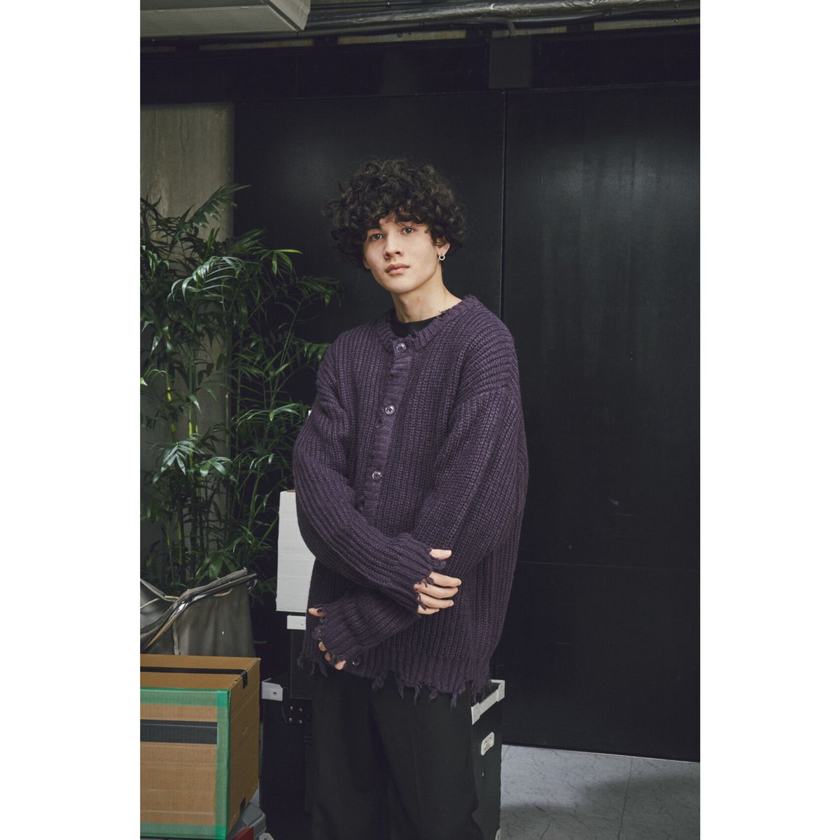 clash mohair crew neck cardigan【purple】 | GIDEAL.