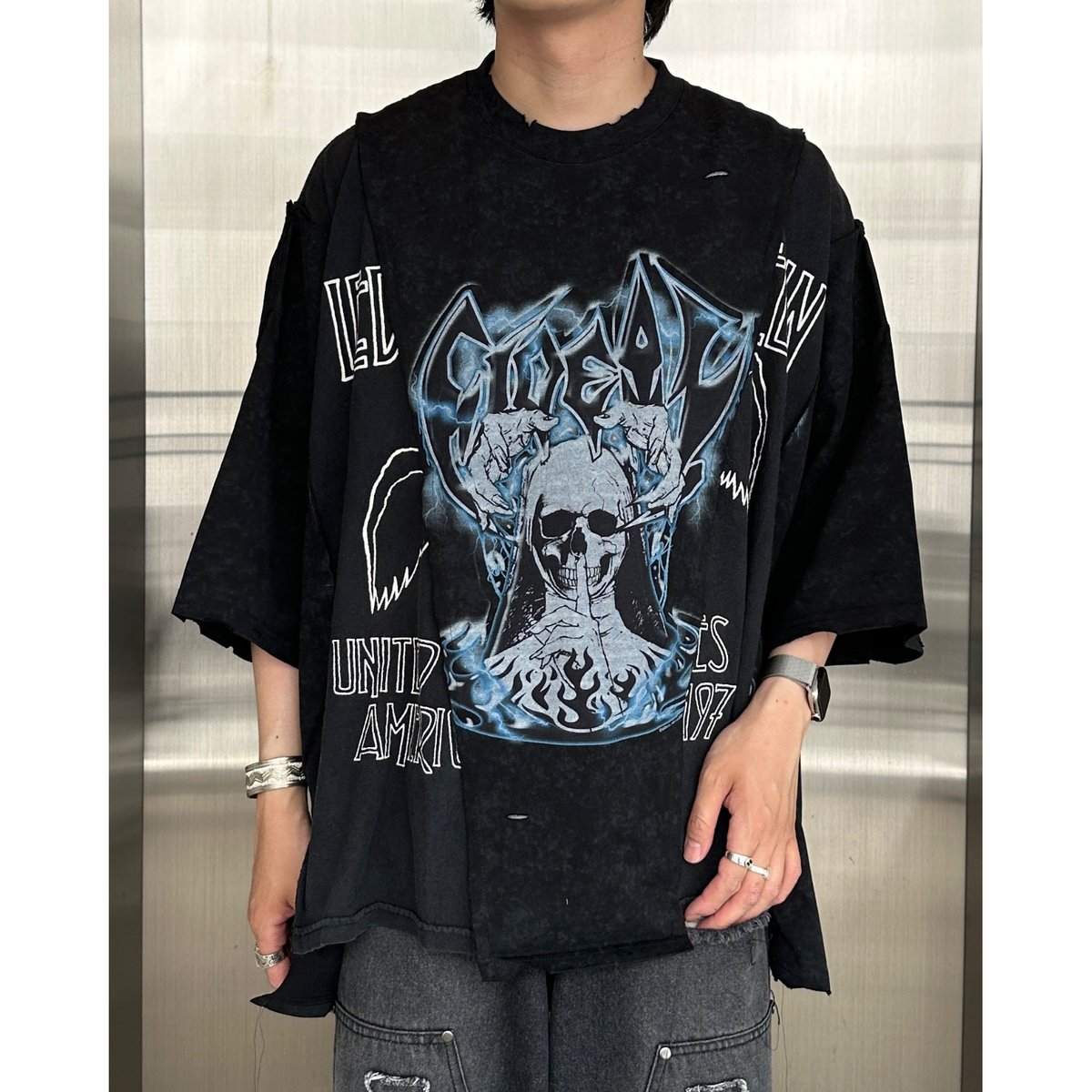 newsed band T-shirt【black】 | GIDEAL