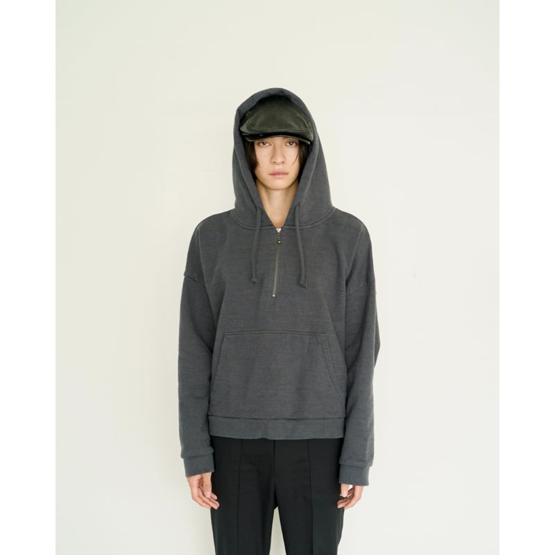 half zip sweat hoodie【black】 | GIDEAL.