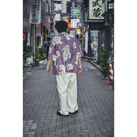 ukiyo-e tiger open collar shirt【purple】