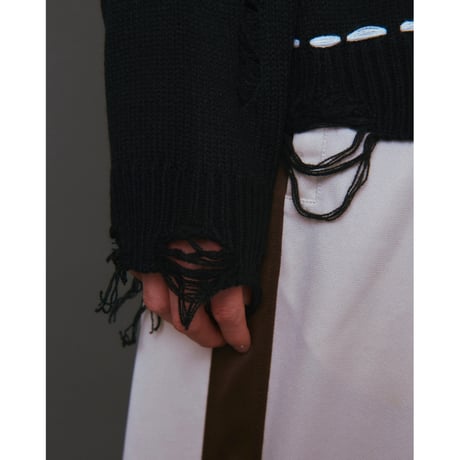 heart stitch clash knit【black】