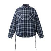 side string  damage check shirt【navy】