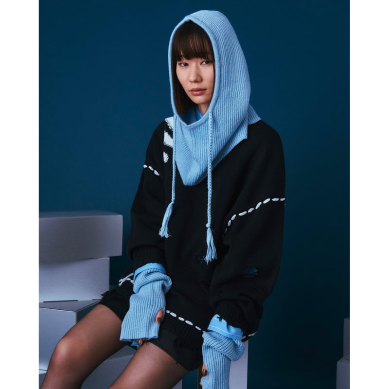 lamé knit arm warmer【light blue】 | GIDEAL